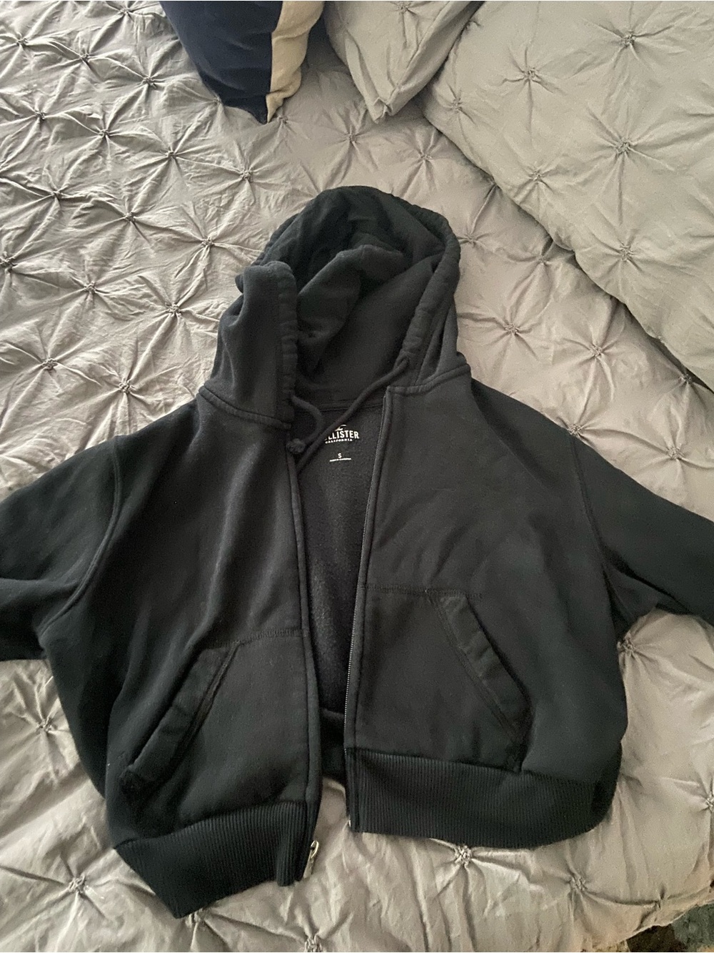 Hollister Kids Black Hooded Zip Jacket with Pockets
